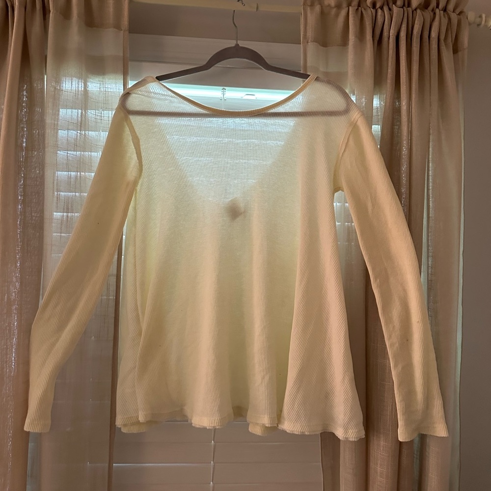 Free People Cream Waffle Knit Low back shirt XS